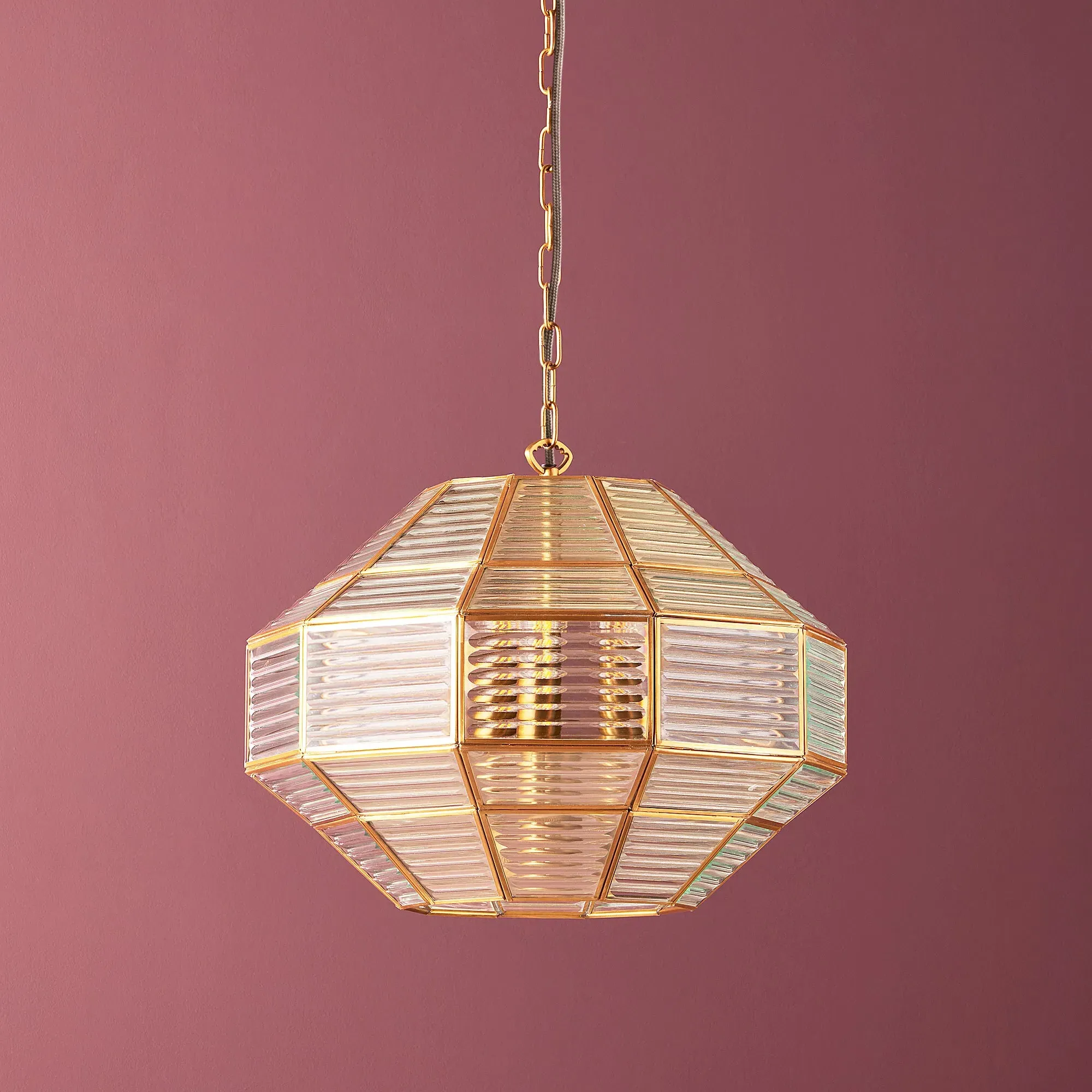 Solo Pendant Light - Antique Brass, Patterned Glass product