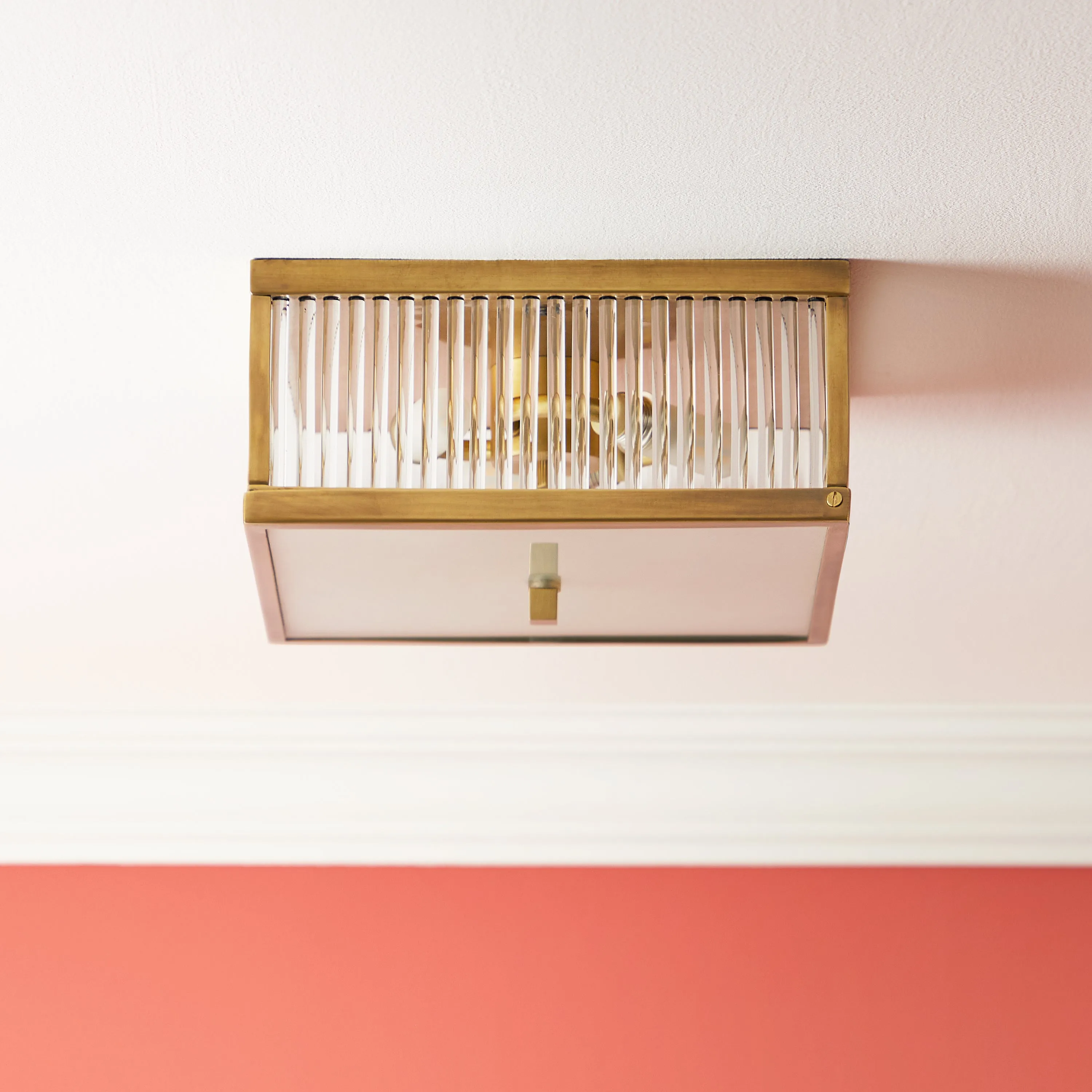 Square Roddy IP44 Flush Ceiling Light - Antique Brass product