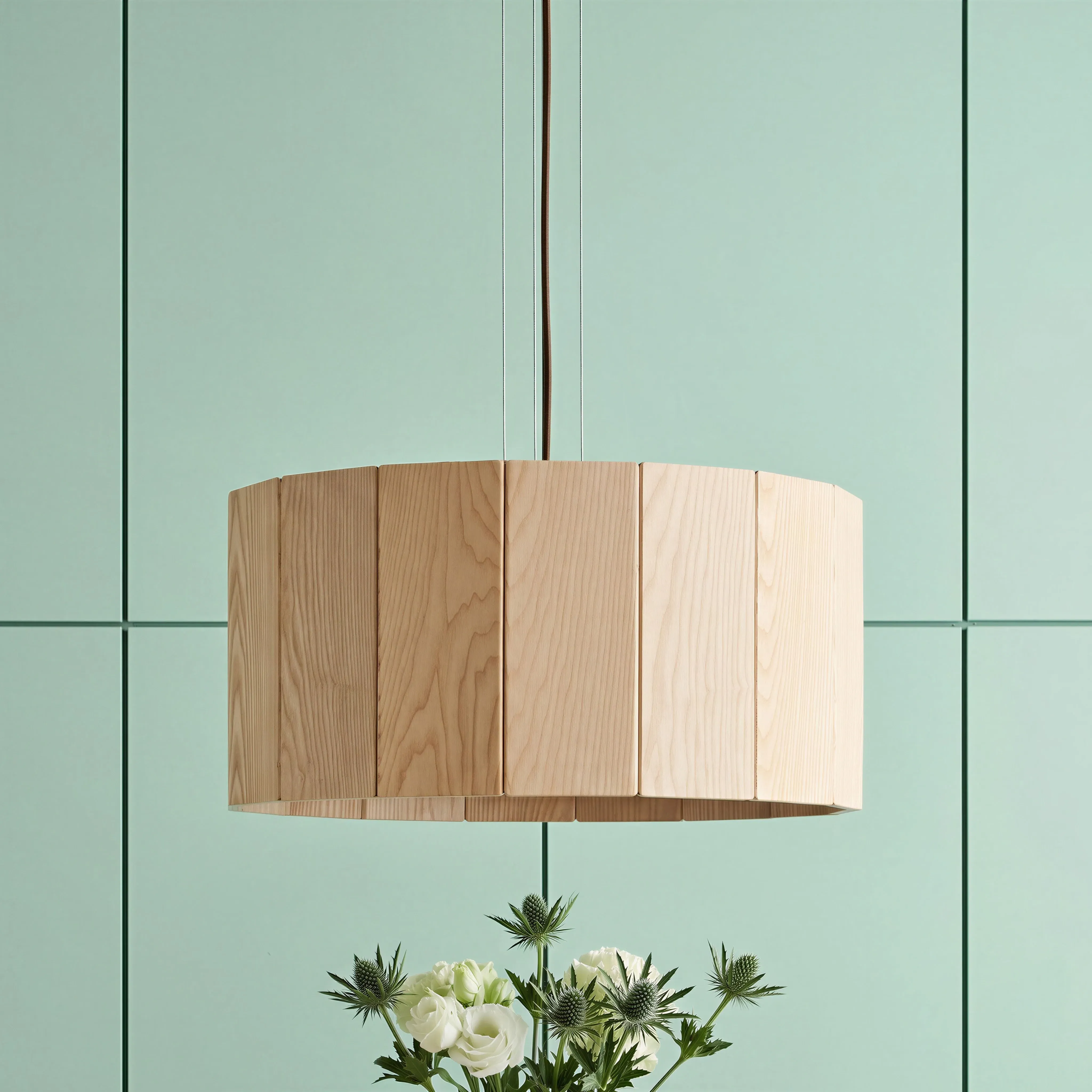 Stave Drum Pendant Light - Neutral, Natural Wood product
