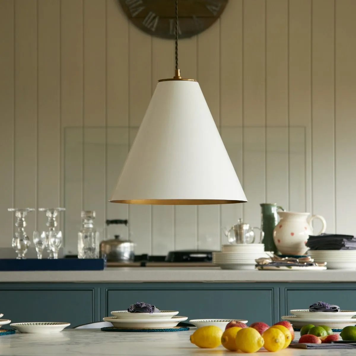 Super Stanley Cone Pendant Light - White, Brass product