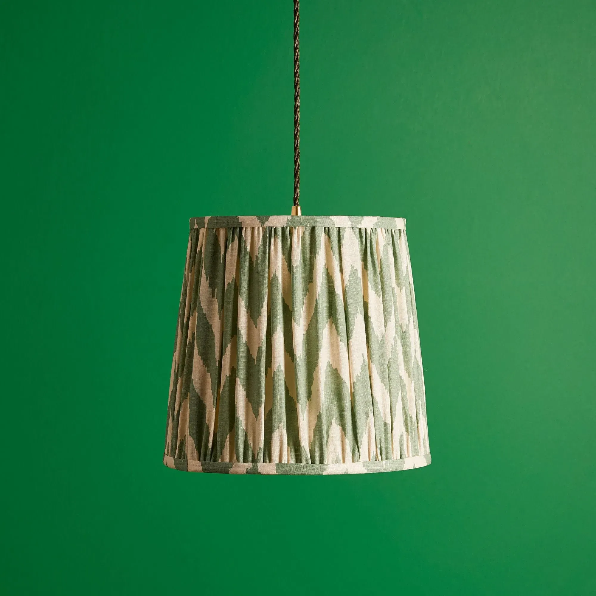 Tapered Pendant Shade - Green, Ikat Fabric product