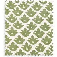 Temple Block Printed Cotton Swatch - Green by Pooky, alternate view