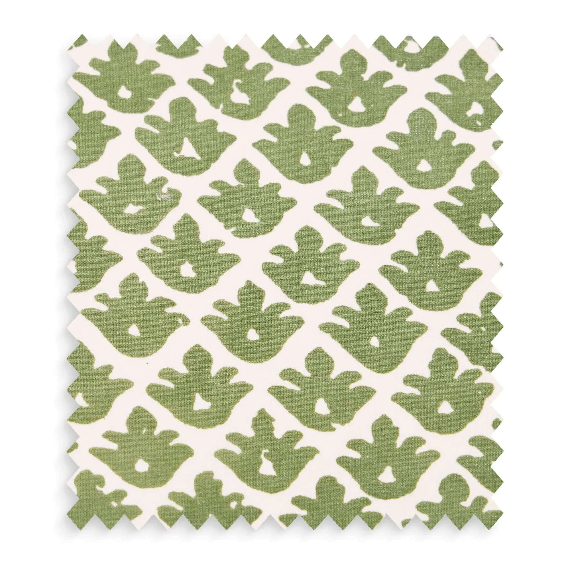 Temple Block Printed Cotton Swatch - Green by Pooky