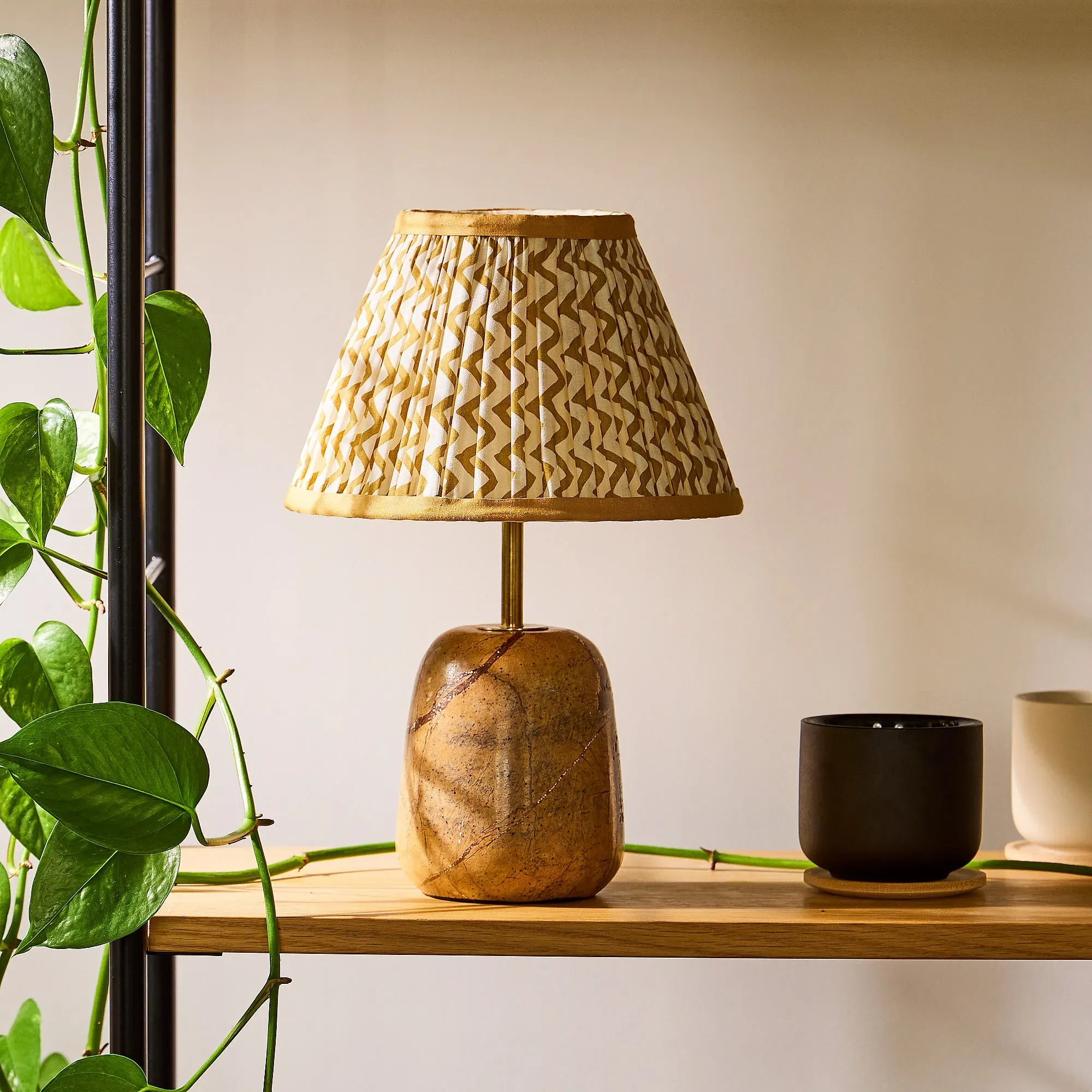 Thimble Cordless Table Lamp - Natural, Marble product