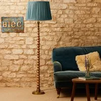 Tinto Floor Lamp - Antique Brass, Natural Wood alternate view