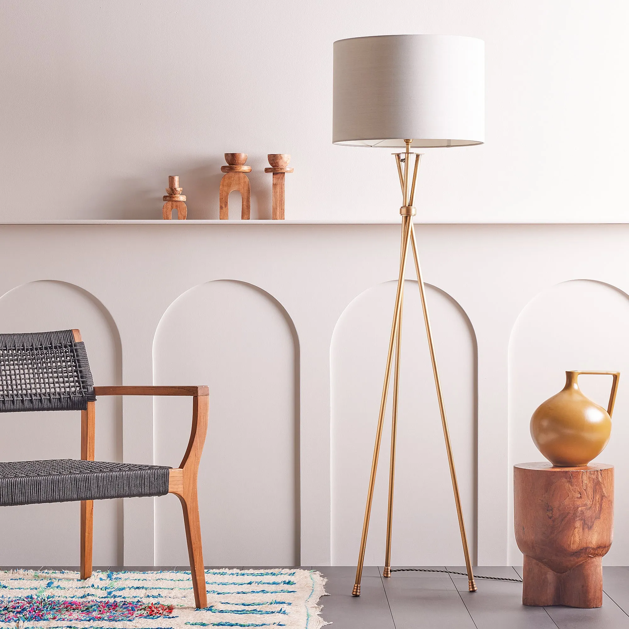 Tryst Tripod Floor Lamp - Antique Brass product