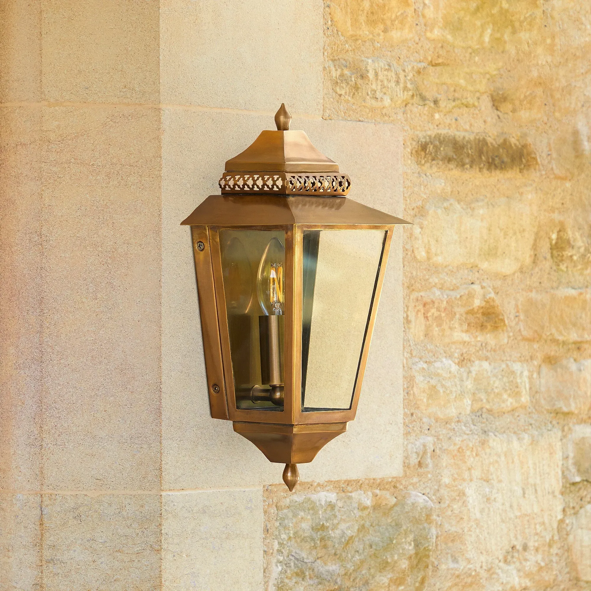 Westport IP44 Exterior Wall Light - Antique Brass product