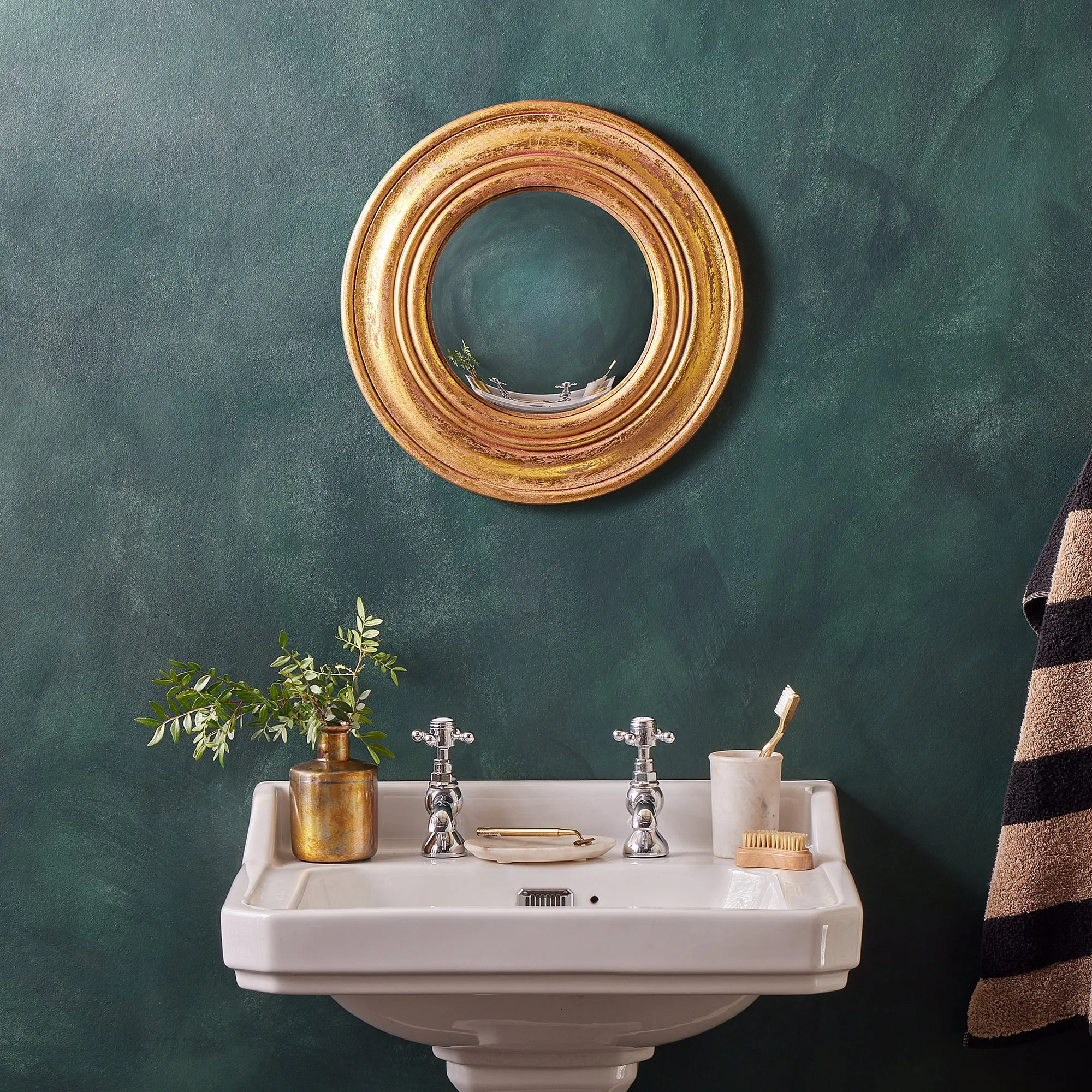 Yves Convex Mirror - Distressed Gold product