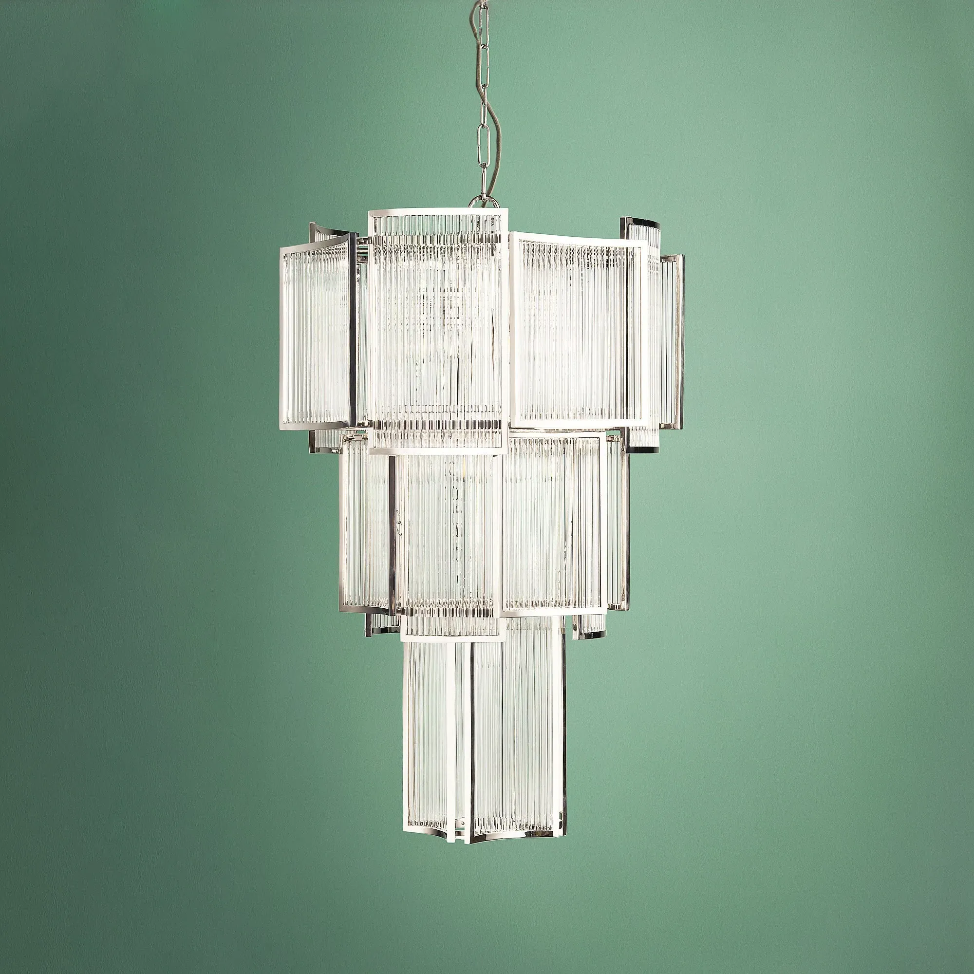 Zeus 3-Tier Chandelier with Glass Rods - Nickel product