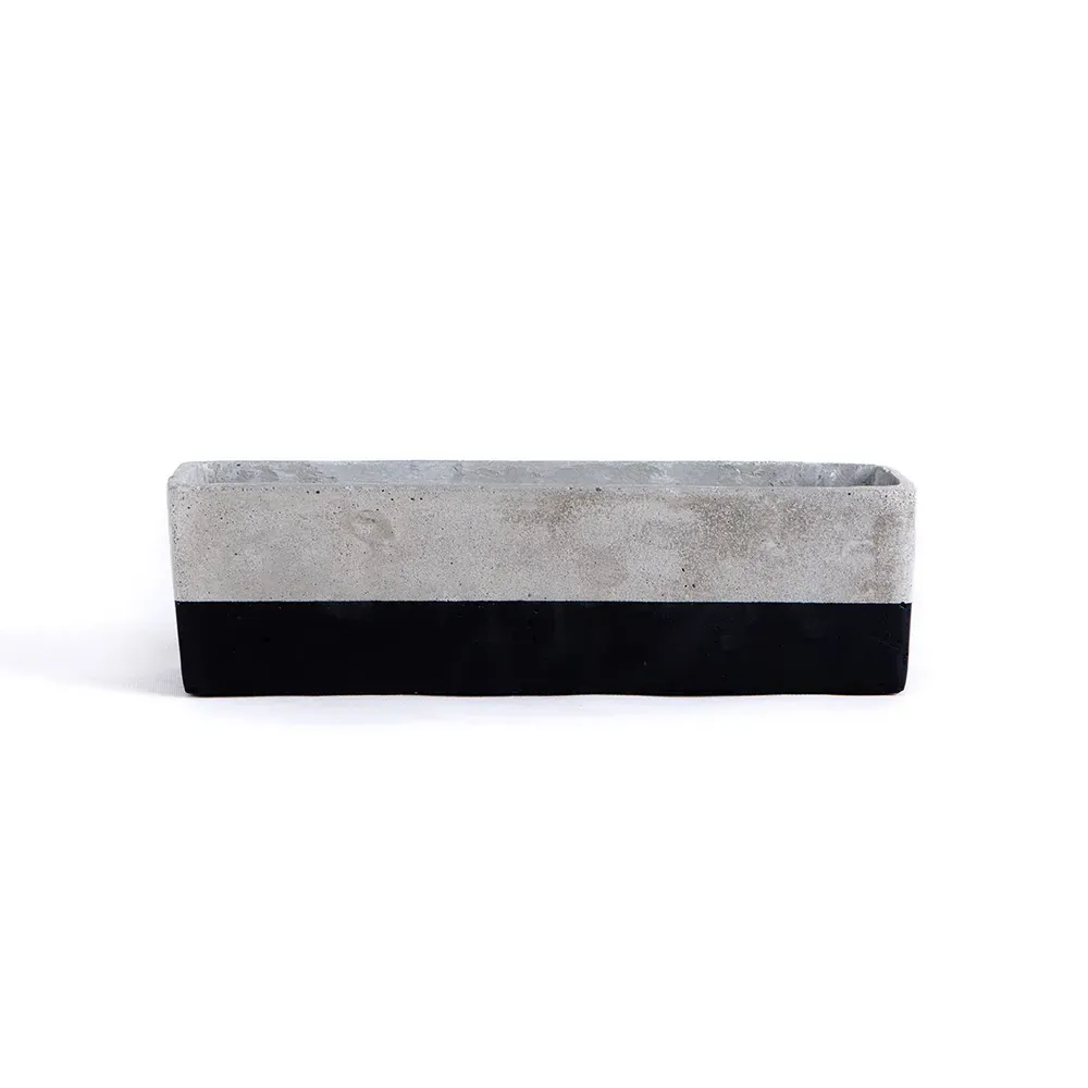 Rectangular Planter - Black, Concrete image