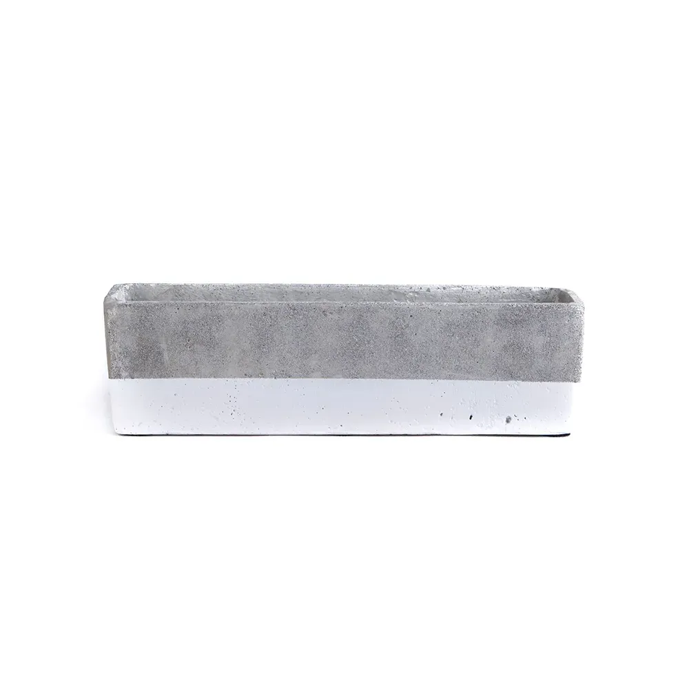 Rectangular Planter - White, Concrete