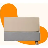 Double Fitted Sheet 200 TC - Beige, Cotton Percale