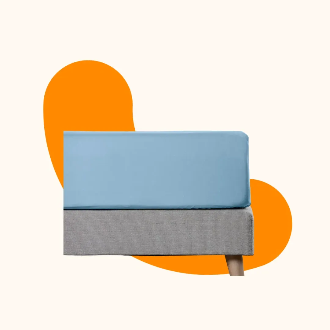 Double Fitted Sheet 200 TC - Blue, Cotton Percale