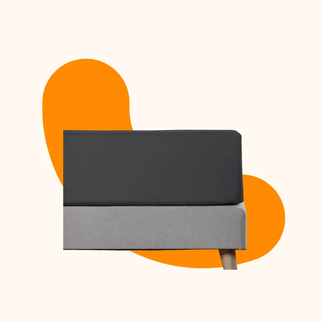 Double Fitted Sheet 200 TC - Dark Grey, Cotton Percale