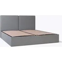 Double Storage Ottoman Bed with Plain Headboard - Dark Grey