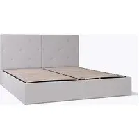 Double Storage Ottoman Bed with Tufted Headboard - Light Grey