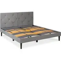 Signature Bed Frame with Tufted Headboard - Dark Gray