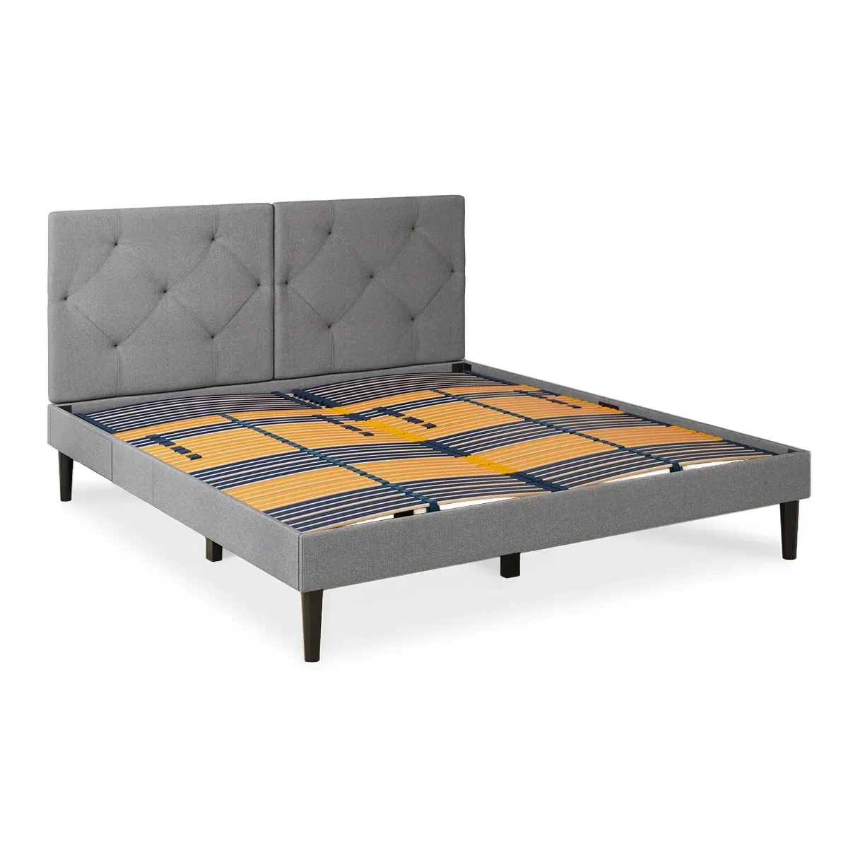 Signature Bed Frame with Tufted Headboard - Dark Gray