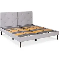 Signature Bed Frame with Tufted Headboard - Light Gray