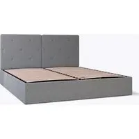 Super King Storage Ottoman Bed with Tufted Headboard - Dark Grey