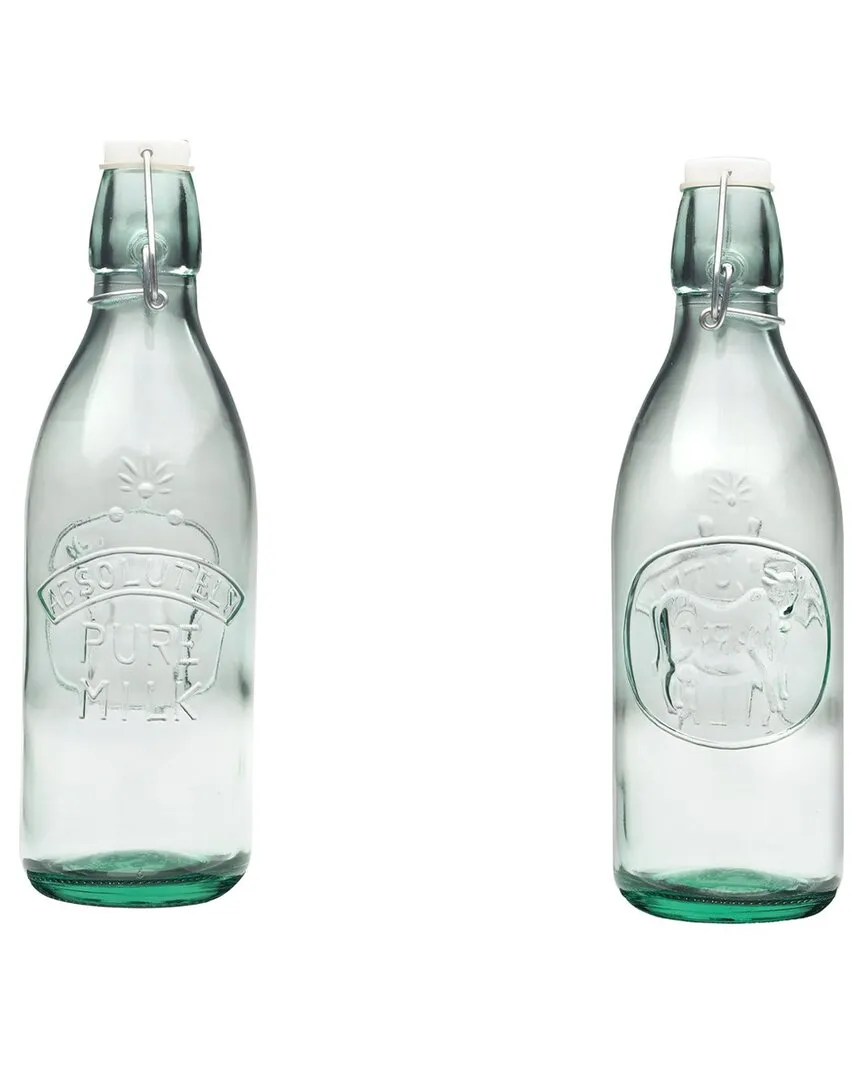 10 Strawberry Street Set of 2 Hermetic Glass Milk Bottles - Green image