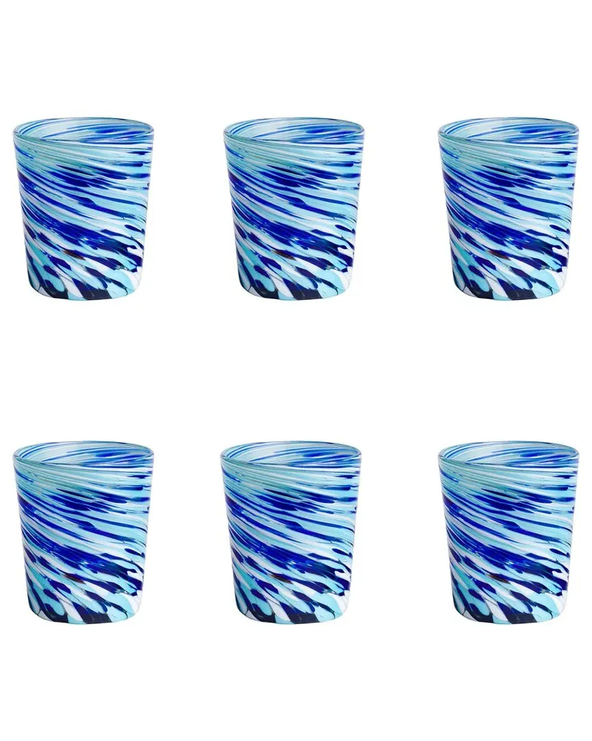 Malibu Mexican Set of 6 Double Old Fashioned Glasses - Blue image