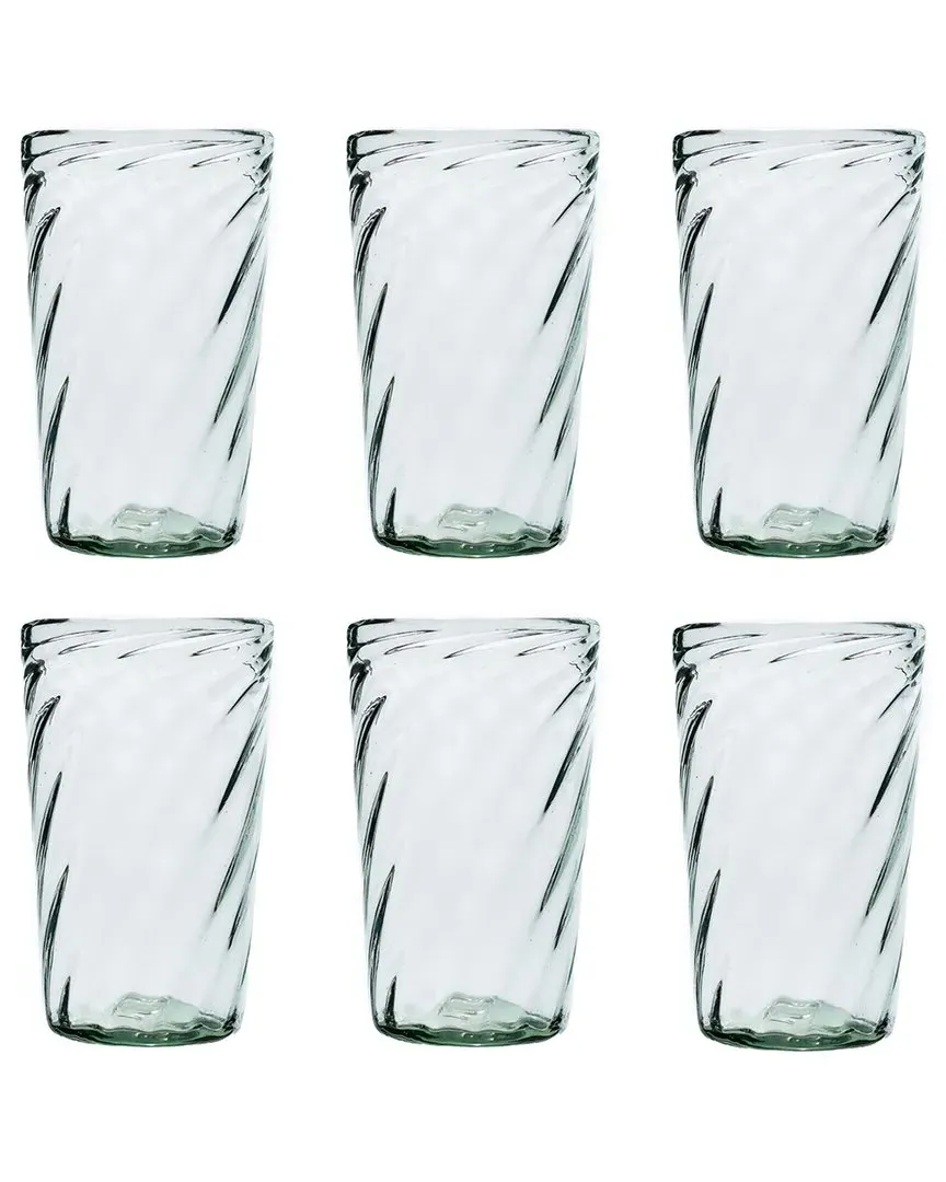Optic Swirl Mexican Set of 6 Hiball Glasses - Clear