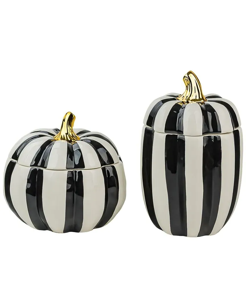 Pumpkin Patch Graduated Gourd Canister Set - Black & White image