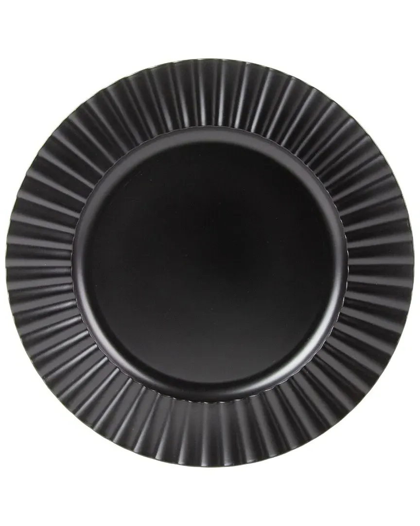 Set of 12 Matte Sunburst Lacquer Chargers - Black image