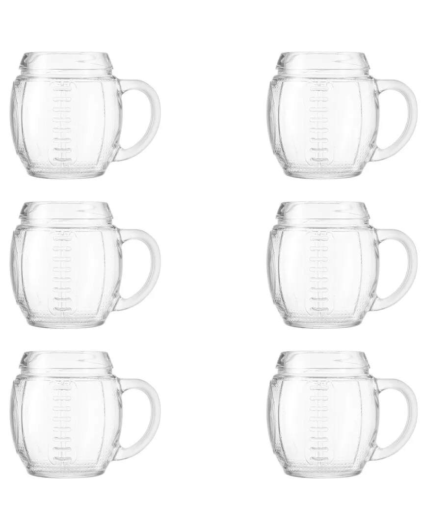 Set of 6 American Football Sports Glassware - Clear Glass image