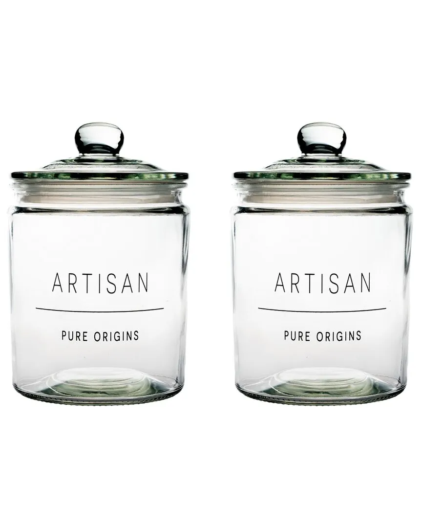 Stockholm Artisan Small Glass Canisters Set of 2 - Clear image