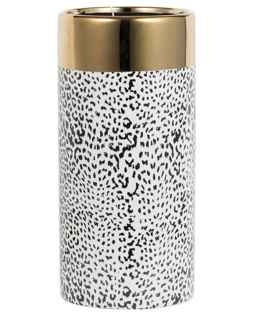 12in Ceramic Vase - Matte Gold, Matte Black image