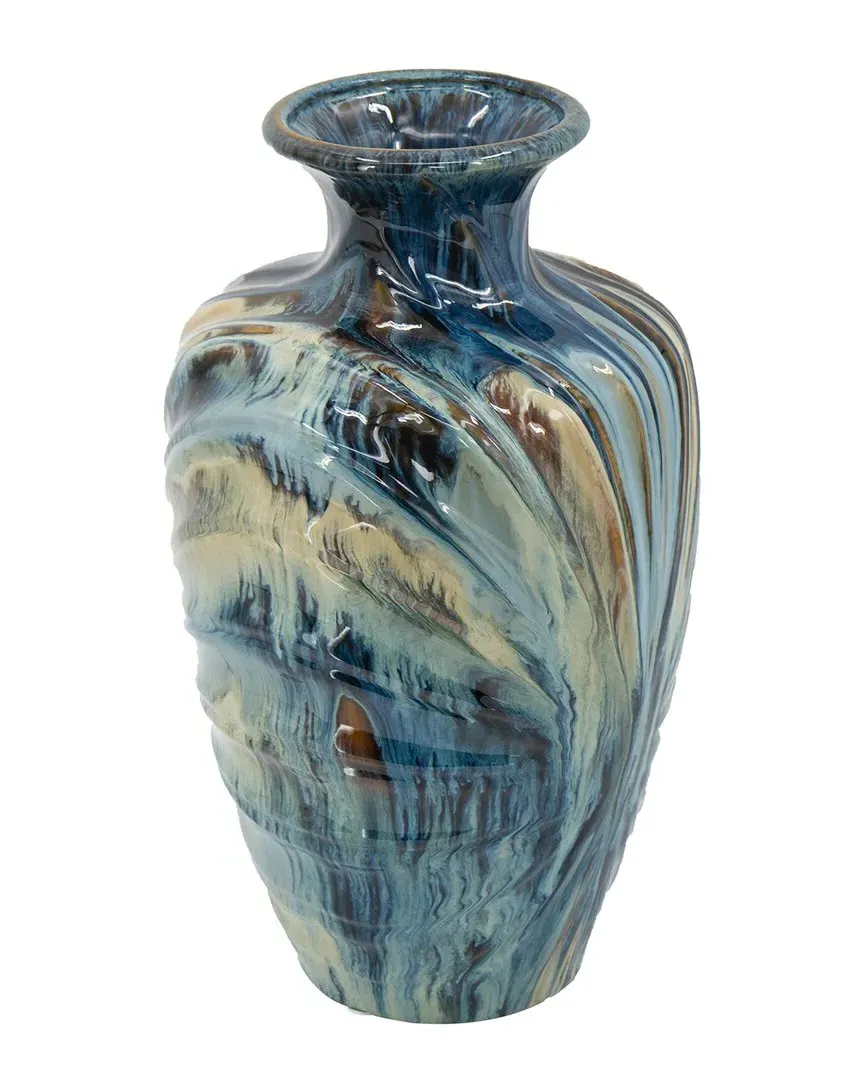 15.5in Reactive Glazed Vase - Blue Brown image