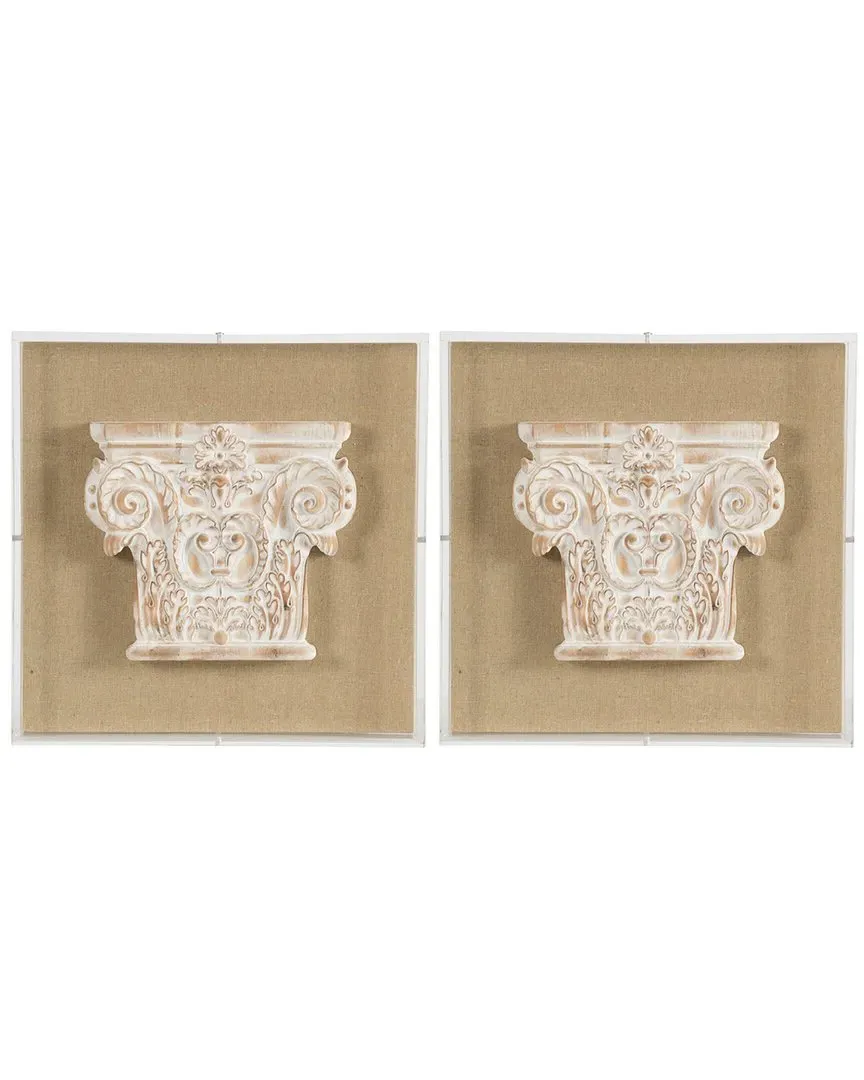 3-Dimensional Corinthian Pedestal Wall Art Set of 2 - Brown image
