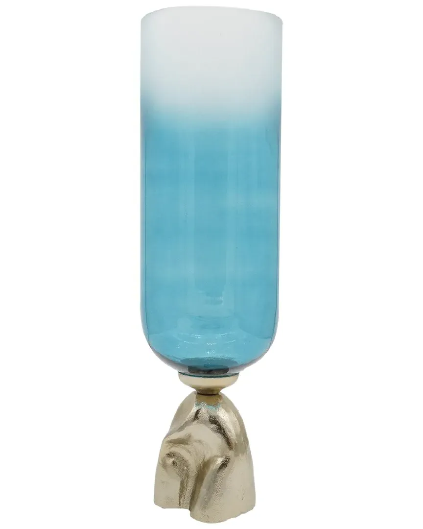 Glass Vase on Stand - Blue, Glass