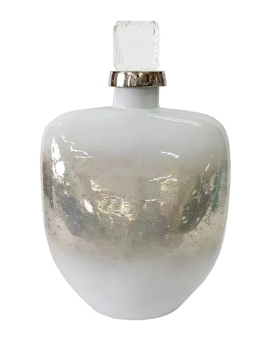 Lidded Glass Bottle with Stopper - White, Glass image