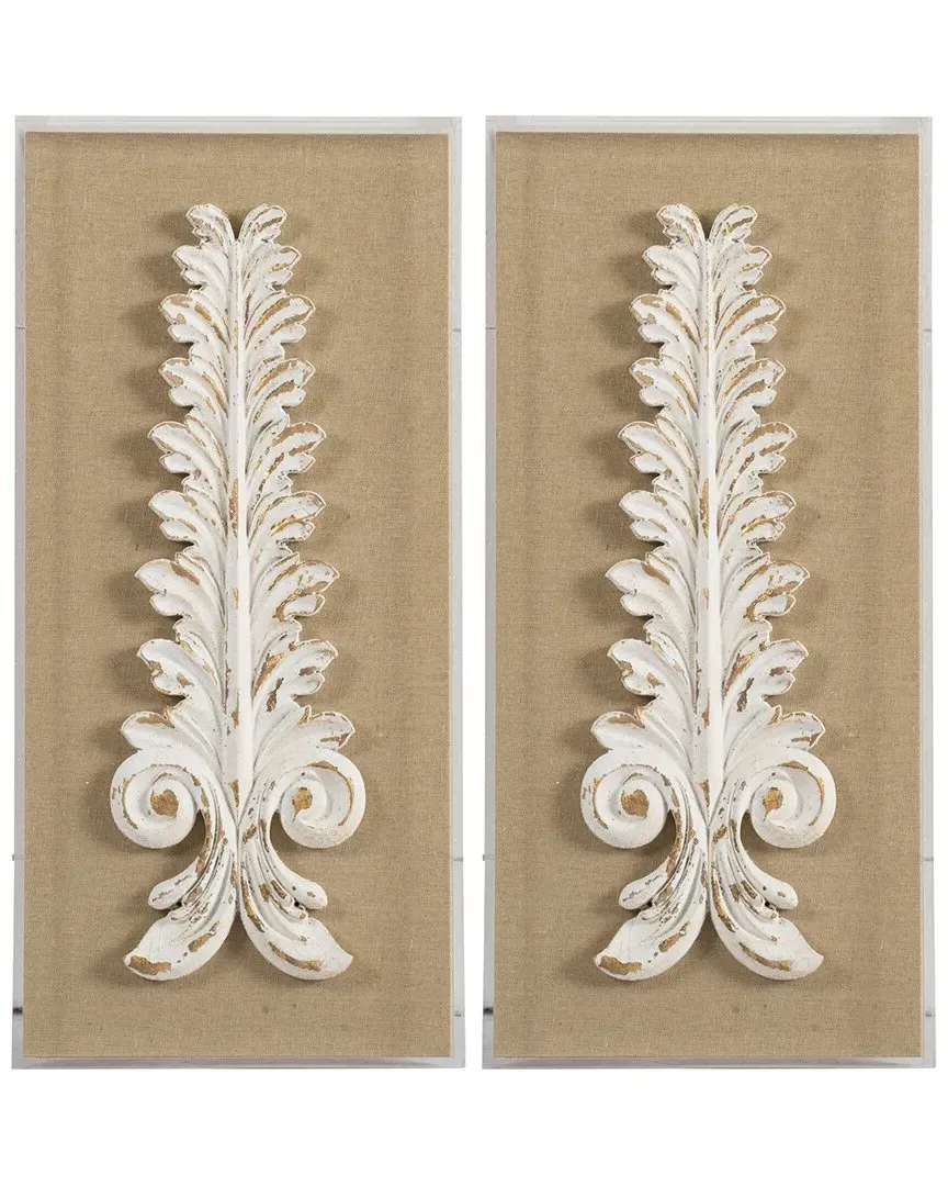Set of 2 3-Dimensional Leaf Wall Art Pieces - Brown