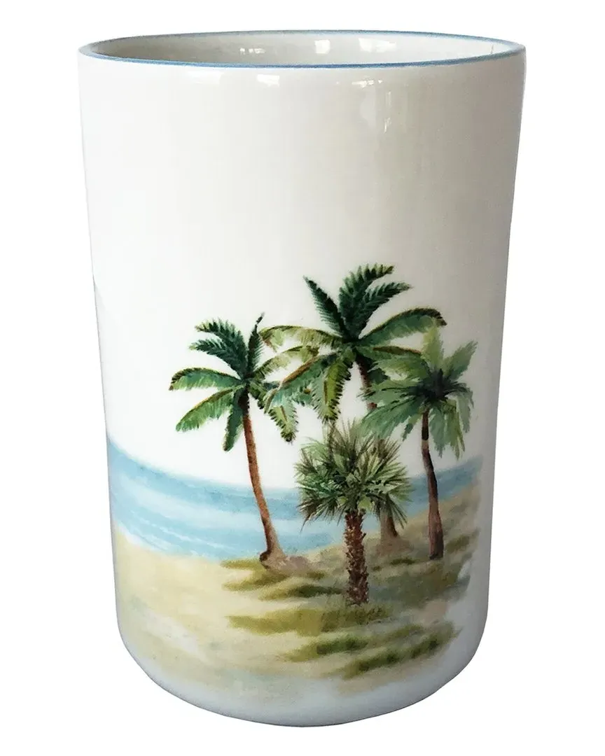 Palm Breezes Wine Bottle/Utensil Holder - Multicolor, Ceramic