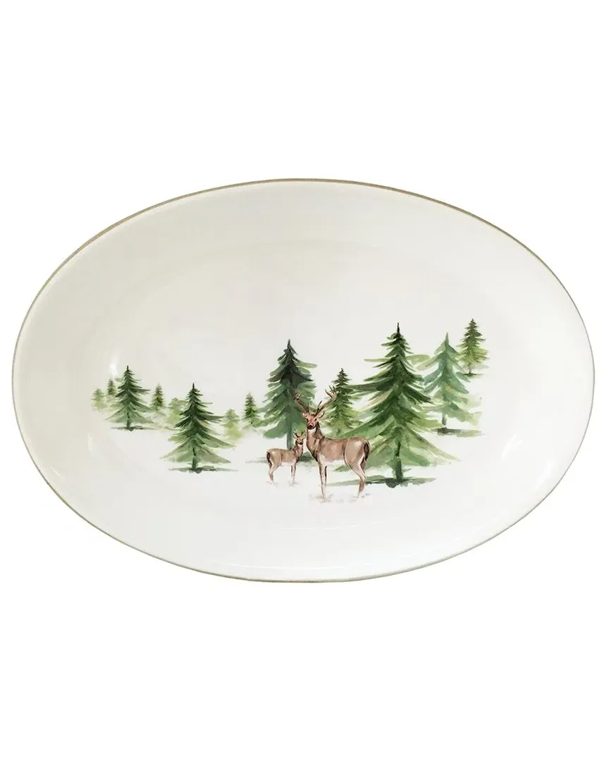 Woodlands Oval Platter - Multicolor, Ceramic image