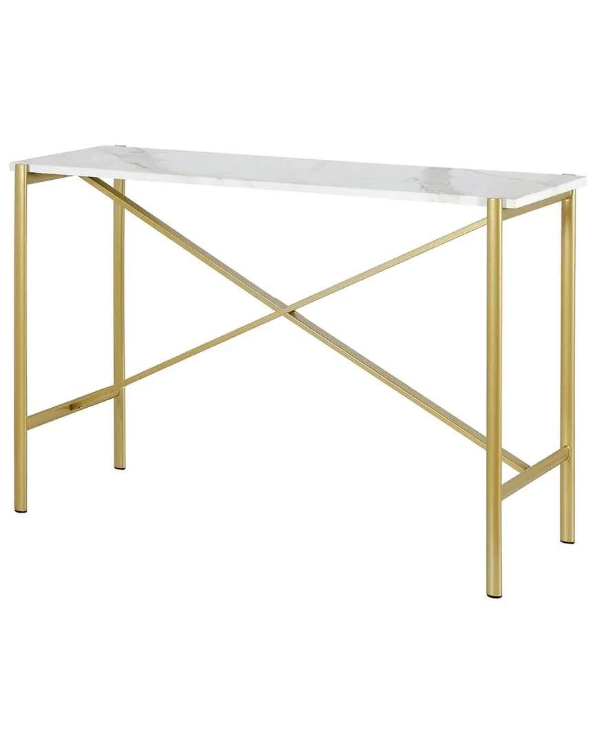 Abraham + Ivy Braxton Rectangular Console Table - Gold, Faux Marble image