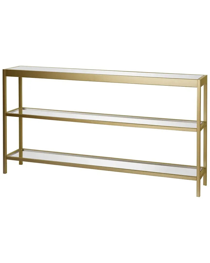 Alexis 55in Rectangular Console Table - Gold Brass, Glass image