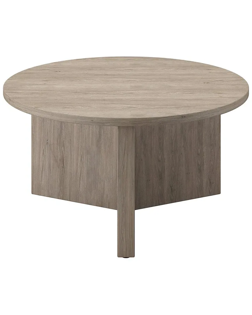 Anders 32in Round Coffee Table - Grey, Oak image