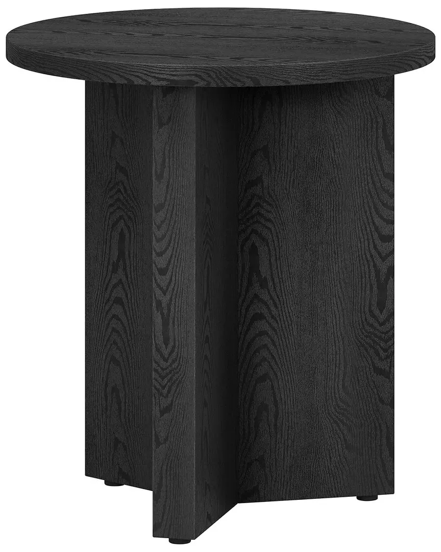 Anders Round Side Table with X-Base - Black, MDF image