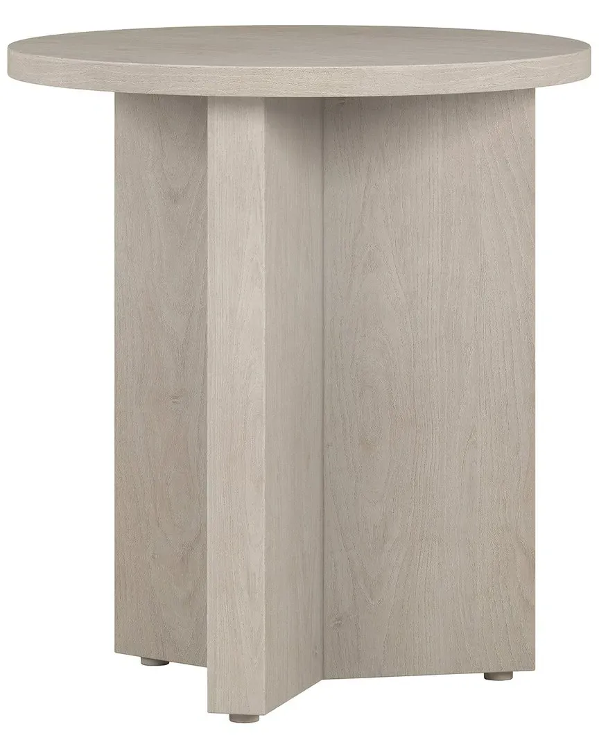 Anders Round Side Table with X-Base - White, MDF