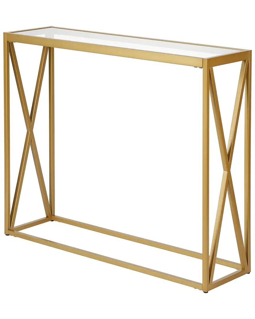 Arlo 36in Rectangular Console Table - Gold Brass, Glass image