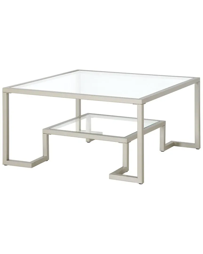 Athena 32in Square Coffee Table - Silver Satin Nickel, Metal image