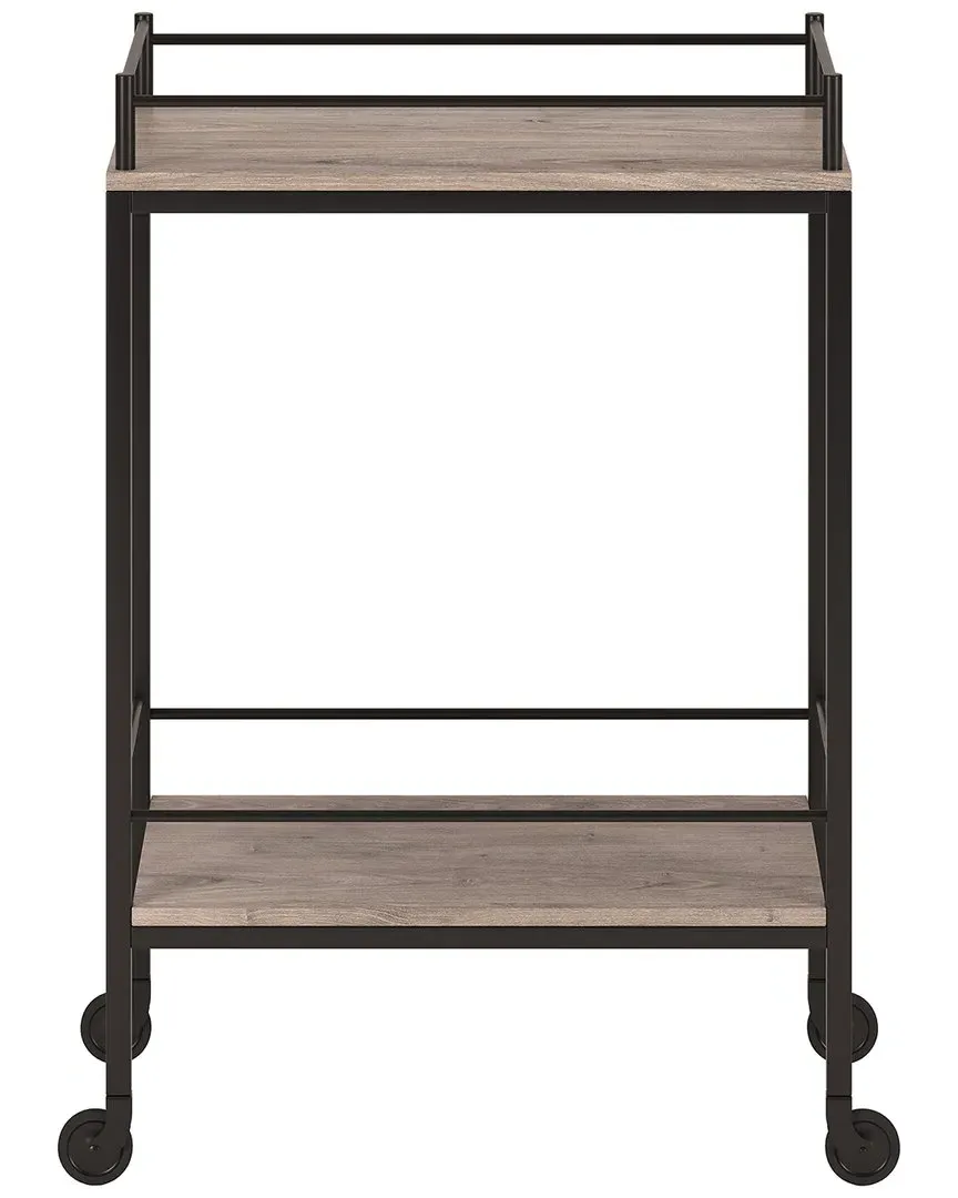Barnes Rectangular Bar Cart - Antiqued Gray Oak, Metal