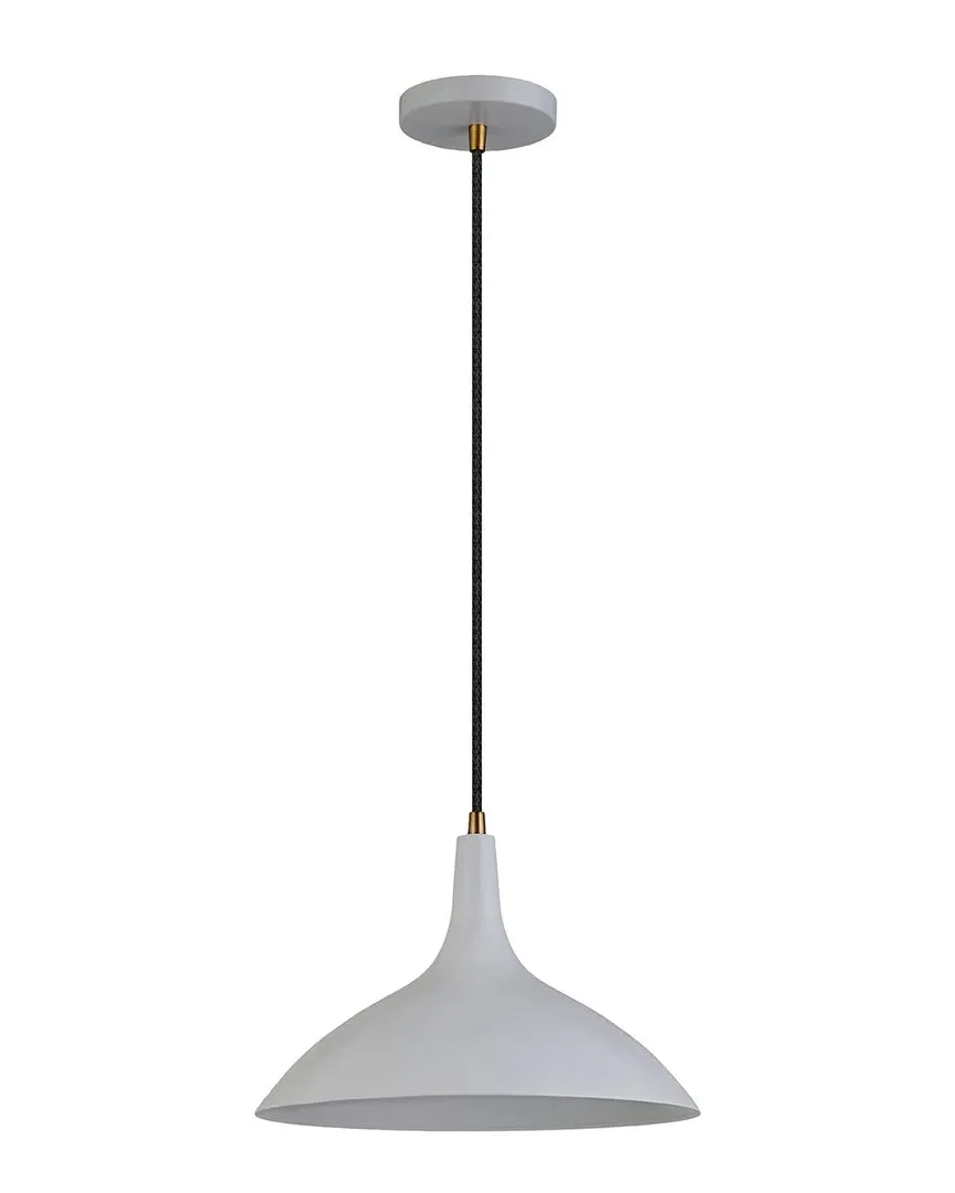 Barton Cone Pendant Light with Brass Accents - Gray, Metal