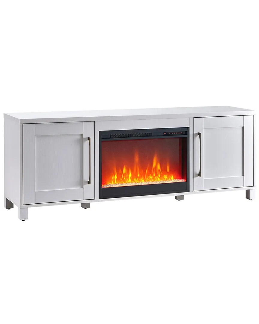 Chabot TV Stand with 26in Crystal Fireplace - White, MDF
