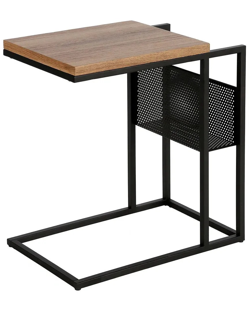 Clyde Rectangular Side Table - Blackened Bronze, Oak image